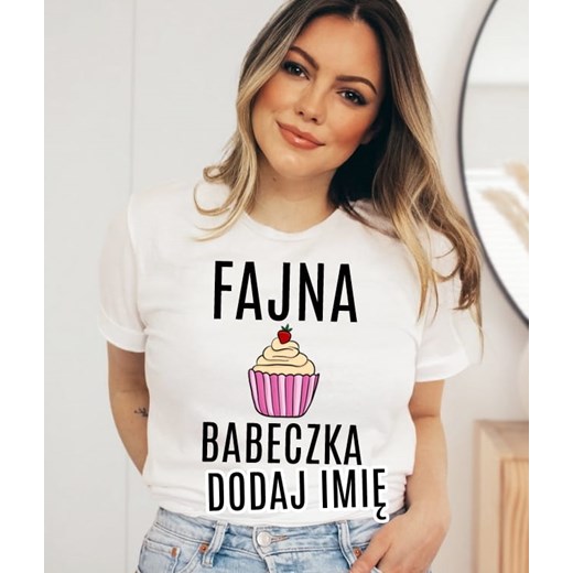 koszulka na dzień kobiet - odlotowa z imieniem FAJNA BABECZKA ze sklepu Time For Fashion w kategorii Bluzki damskie - zdjęcie 175637666