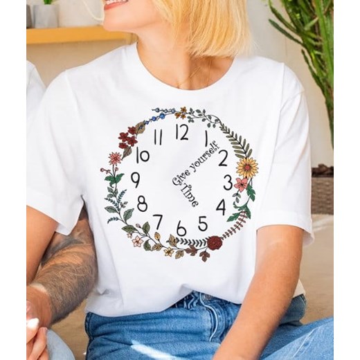 Biała damska koszulka Z NADRUKIEM B43 ze sklepu Time For Fashion w kategorii Bluzki damskie - zdjęcie 175640988