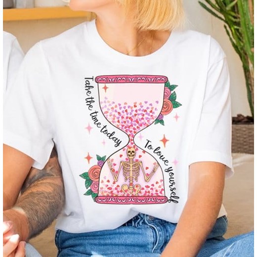Biała damska koszulka Z NADRUKIEM B53 ze sklepu Time For Fashion w kategorii Bluzki damskie - zdjęcie 175641006