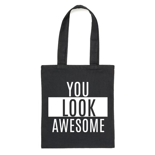 Czarny Shopper"YOU LOOK AWESOME" ze sklepu Time For Fashion w kategorii Torby Shopper bag - zdjęcie 175643235