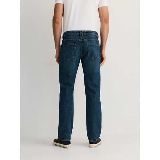 Reserved - Jeansy straight z efektem sprania - indigo jeans Reserved 32 Reserved