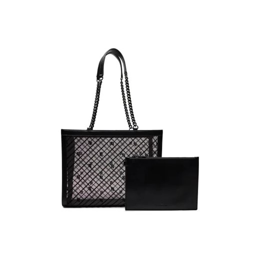 Shopper bag czarna Elisabetta Franchi z nadrukiem