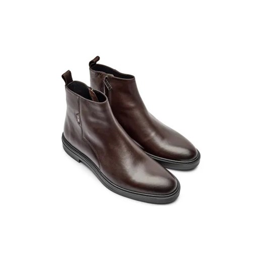Buty zimowe męskie BOSS HUGO eleganckie brązowe skórzane