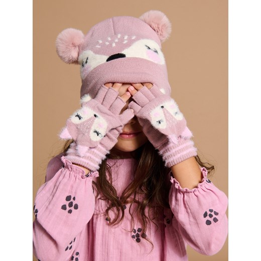 Sinsay - Komplet czapka i rękawiczki - różowy Sinsay M Sinsay