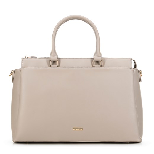 Damska torba na laptopa 15,6’’ z ekoskóry beżowa ze sklepu WITTCHEN w kategorii Torby na laptopa - zdjęcie 175649977