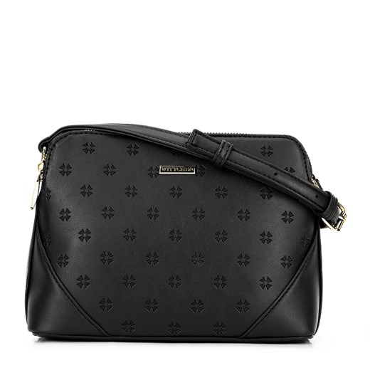 Damska torebka crossbody z ekoskóry w monogram czarna ze sklepu WITTCHEN w kategorii Listonoszki - zdjęcie 175649998