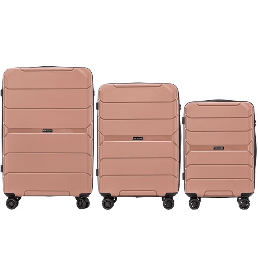 Zestaw 3 walizek Wings Sparrow - polipropylen ROSE GOLD ze sklepu WINGS w kategorii Walizki - zdjęcie 175651379