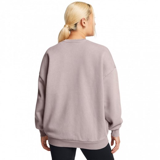 Damska bluza dresowa nierozpinana bez kaptura Under Armour UA Icon Hwt Flc Os Crew - beżowa ze sklepu Sportstylestory.com w kategorii Bluzy damskie - zdjęcie 175652147