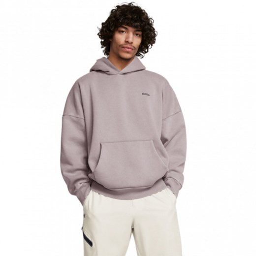 Męska bluza dresowa nierozpinana z kapturem Under Armour UA Icon Hwt Flc Wash Os Hood - beżowa ze sklepu Sportstylestory.com w kategorii Bluzy męskie - zdjęcie 175652176