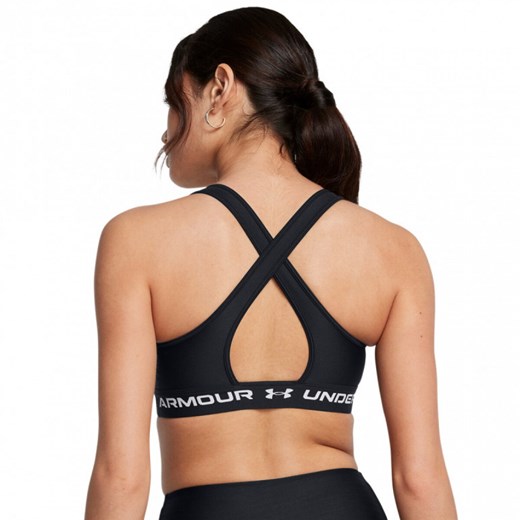 Biustonosz treningowy Under Armour Crossback Mid Bra - czarny ze sklepu Sportstylestory.com w kategorii Biustonosze - zdjęcie 175652278