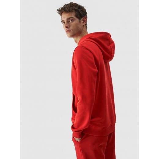 Męska bluza dresowa nierozpinana z kapturem 4F 4FWMM00TSWSM1464 - czerwona ze sklepu Sportstylestory.com w kategorii Bluzy męskie - zdjęcie 175652427