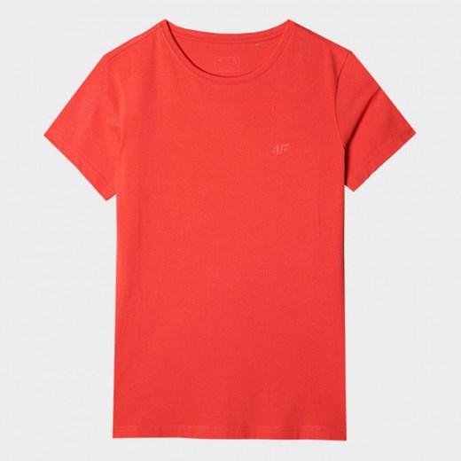 Damski t-shirt basic 4F 4FWMM00TTSHF2255 - czerwony ze sklepu Sportstylestory.com w kategorii Bluzki damskie - zdjęcie 175652496