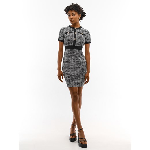 Sukienka szara Gate z okrągłym dekoltem casualowa mini 