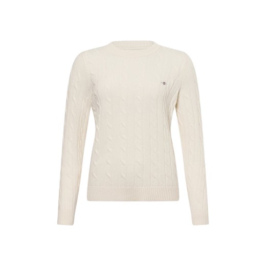 Gant Damski sweter z dzianiny z wełny jagnięcej Kobiety Wełna beżowy jednolity ze sklepu vangraaf w kategorii Swetry damskie - zdjęcie 175658145