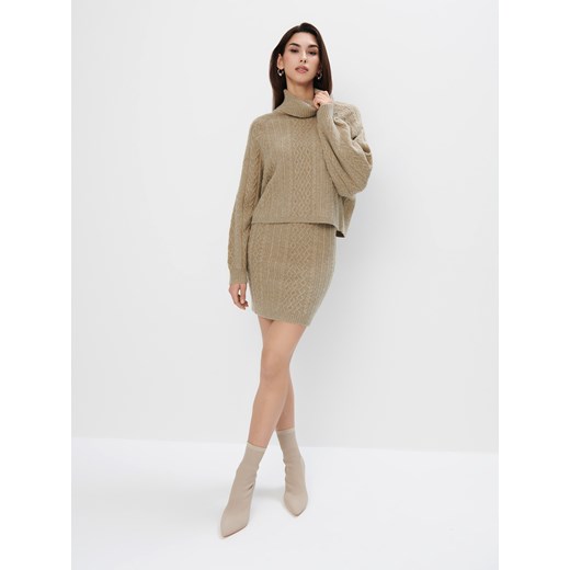 Mohito - Zielona swetrowa spódnica mini - khaki ze sklepu Mohito w kategorii Spódnice - zdjęcie 175658285