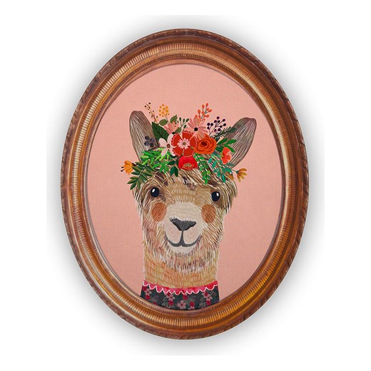 Folkifreckles Dekoracja ścienna &quot;Floral Llama&quot; - 40 x 50 cm ze sklepu Limango Polska w kategorii Przypinki - zdjęcie 175663919