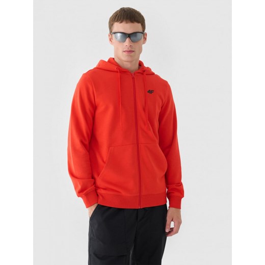 Męska bluza dresowa rozpinana z kapturem 4F 4FWMM00TSWSM1768 - czerwona ze sklepu Sportstylestory.com w kategorii Bluzy męskie - zdjęcie 175671147