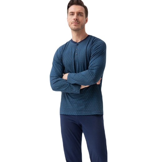 Piżama męska granatowa drobny geometryczny wzorek 806, Kolor granatowy-wzór, Rozmiar M, Luna ze sklepu Intymna w kategorii Piżamy męskie - zdjęcie 175672527