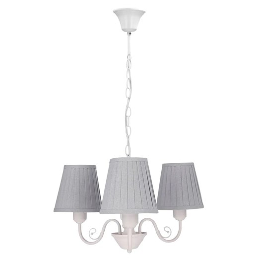 Klasyczny żyrandol z 3 abażurami szary + biały - 4X Z066 P5-D57 ze sklepu Edinos.pl w kategorii Lampy wiszące - zdjęcie 175675076