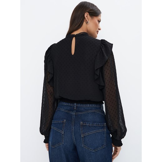 Mohito - Czarna bluzka z falbanami - czarny Mohito 40 Mohito