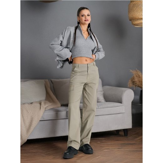 Sinsay - Jeansy cargo z wysokim stanem - zielony ze sklepu Sinsay w kategorii Jeansy damskie - zdjęcie 175689789