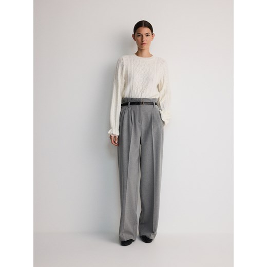 Reserved - Luźne spodnie z zakładkami - jasnoszary Reserved XL Reserved