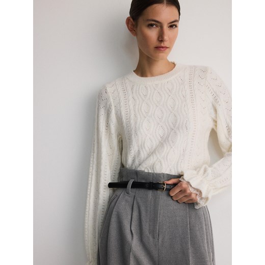 Reserved - Luźne spodnie z zakładkami - jasnoszary Reserved M Reserved