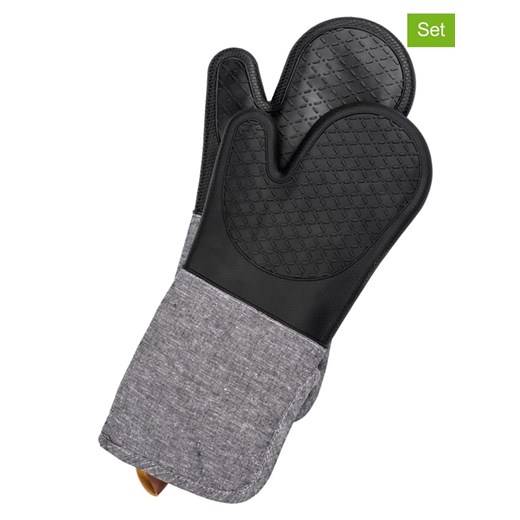 Wenko Rękawice kuchenne (2 szt.) w kolorze czarno-szarym - 38 x 18 cm ze sklepu Limango Polska w kategorii Tekstylia kuchenne - zdjęcie 175696999