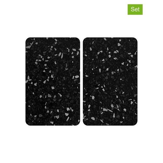 Wenko Płyty (2 szt.) &quot;Terrazzo&quot; w kolorze czarnym na kuchenkę - 30 x 52 cm ze sklepu Limango Polska w kategorii Akcesoria kuchenne - zdjęcie 175697368