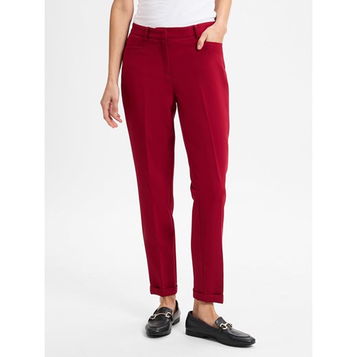 More & More Damskie spodnie materiałowe Kobiety Sztuczne włókno czerwony jednolity ze sklepu vangraaf w kategorii Spodnie damskie - zdjęcie 175700055