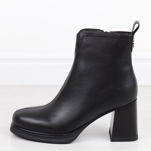 Botki Cambell czarne na zimę skórzane na zamek eleganckie