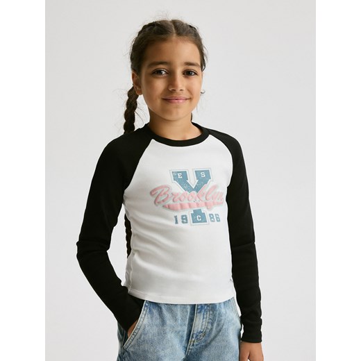 Reserved - Bawełniana bluzka z nadrukiem - czarny Reserved 116 (5-6 lat) Reserved