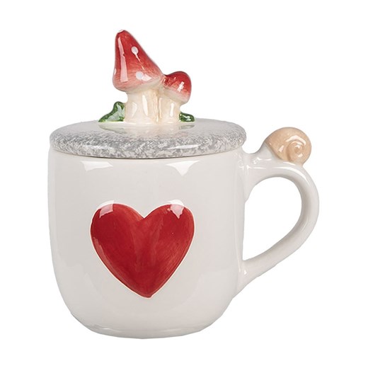 Clayre &amp; Eef Kubek w kolorze biało-czerwonym  - 400 ml ze sklepu Limango Polska w kategorii Naczynia - zdjęcie 175715989