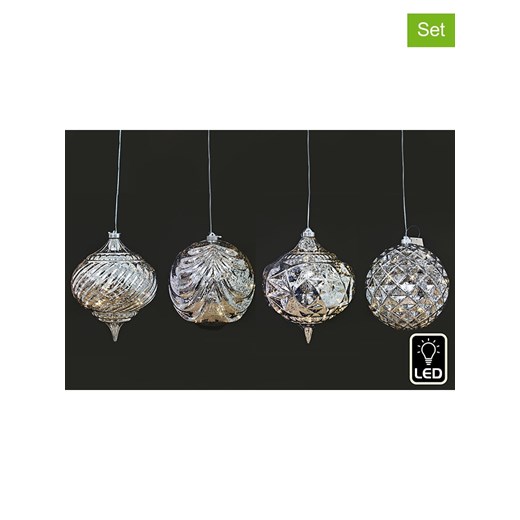 SiL Interiors Lampy dekoracyjne (4 szt.) w kolorze srebrnym - Ø 20 cm ze sklepu Limango Polska w kategorii Dekoracje bożonarodzeniowe - zdjęcie 175716056