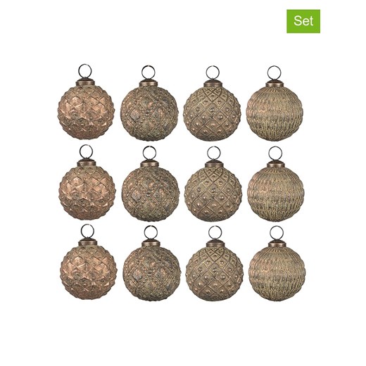 Clayre &amp; Eef Bombki (12 szt.) w kolorze jasnobrązowym - Ø 8 cm ze sklepu Limango Polska w kategorii Dekoracje bożonarodzeniowe - zdjęcie 175716167