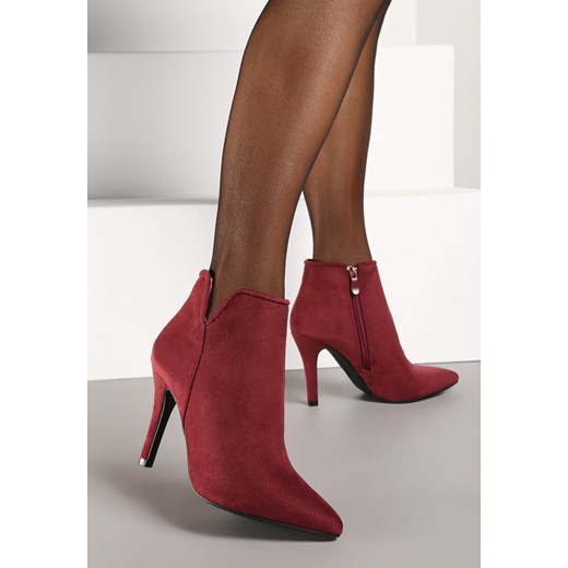 Botki czerwone Renee jesienne na zamek 