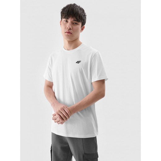 Męski t-shirt basic 4F 4FWMM00TTSHM2256 - biały ze sklepu Sportstylestory.com w kategorii T-shirty męskie - zdjęcie 175720449