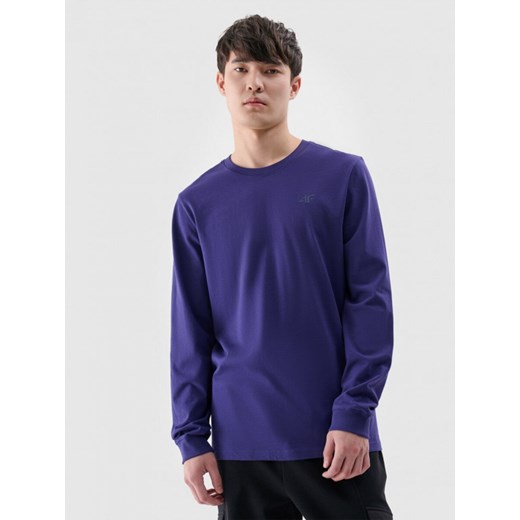 Męski longsleeve basic 4F 4FWMM00TLONM432 - granatowy ze sklepu Sportstylestory.com w kategorii T-shirty męskie - zdjęcie 175720547