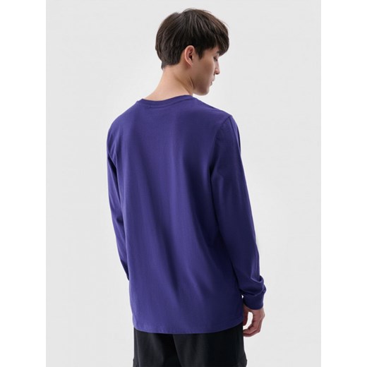 Męski longsleeve basic 4F 4FWMM00TLONM432 - granatowy ze sklepu Sportstylestory.com w kategorii T-shirty męskie - zdjęcie 175720548