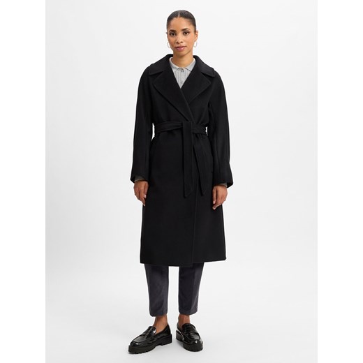 Weekend Max Mara Damski wełniany płaszcz - Resina Kobiety wełna ze strzyży czarny jednolity ze sklepu vangraaf w kategorii Płaszcze damskie - zdjęcie 175723875