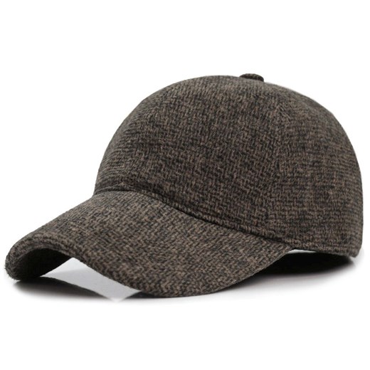 Ocieplana Czapka z Daszkiem - Pako Jeans - Brązowa CPAPJNSDASZEK1432 ze sklepu JegoSzafa.pl w kategorii Czapki z daszkiem męskie - zdjęcie 175724229