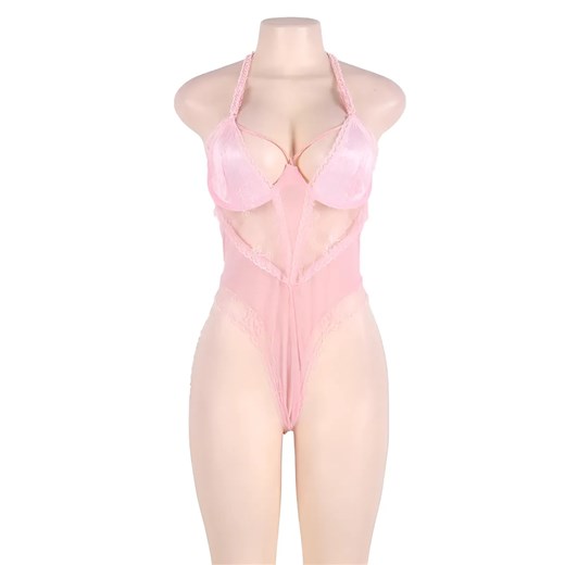 Body koronkowe w dużych rozmiarach - Różowy / XS/S ze sklepu Valetta.pl w kategorii Body damskie - zdjęcie 175726205