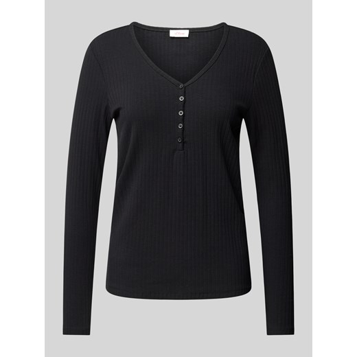 Bluzka o kroju slim fit z długim rękawem i dekoltem henley ze sklepu Peek&Cloppenburg  w kategorii Bluzki damskie - zdjęcie 175727169