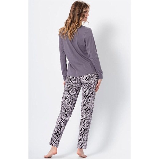 Bawełniana piżama damska z długą nogawką Emilia 1352, Kolor szary-wzór, Rozmiar XL, Leveza ze sklepu Intymna w kategorii Piżamy damskie - zdjęcie 175728455