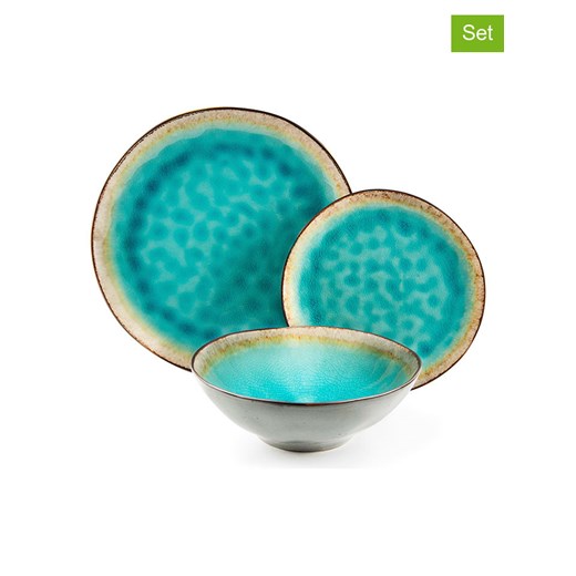 Trendy Kitchen by EXCÉLSA 12-częściowy zestaw talerzy &quot;Maldive&quot; w kolorze turkusowym ze sklepu Limango Polska w kategorii Naczynia - zdjęcie 175732356