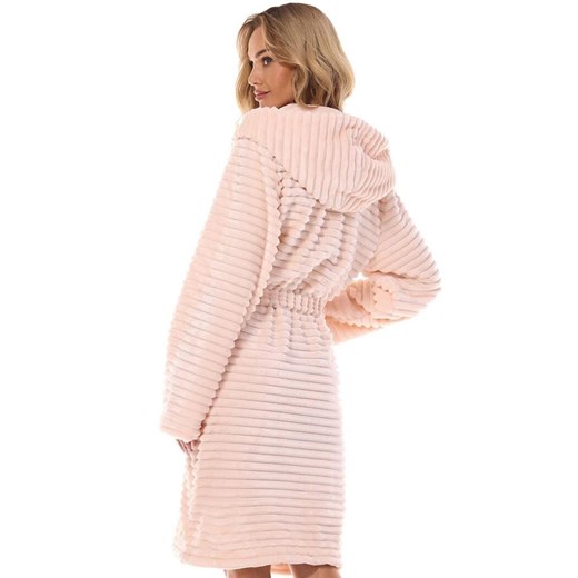 Szlafrok damski z kapturem morelowy 2416 Robin, Kolor morelowy, Rozmiar XL, L&amp;L ze sklepu Intymna w kategorii Szlafroki damskie - zdjęcie 175747478