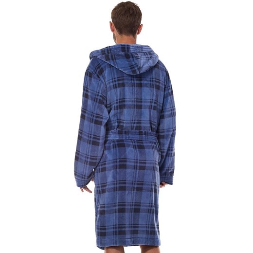 Szlafrok męski z kapturem niebieski 2457 Pedro, Kolor niebieski-wzór, Rozmiar L, L&amp;L ze sklepu Intymna w kategorii Piżamy męskie - zdjęcie 175747498