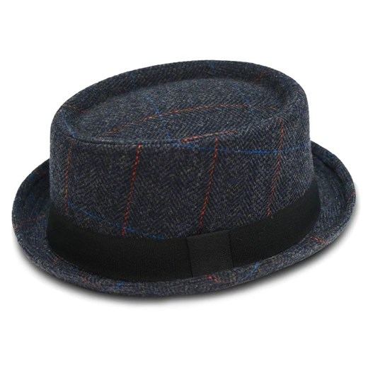 Męski Kapelusz Jesienno-Zimowy, z Wełną, Trilby - Pako Jeans - Granat, Kratka CPAPJNSKAPELUSZzim20 ze sklepu JegoSzafa.pl w kategorii Kapelusze męskie - zdjęcie 175747766
