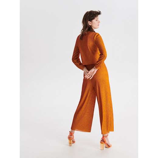 Cropp - Spodnie culotte w prążki - pomarańczowy Cropp M Cropp