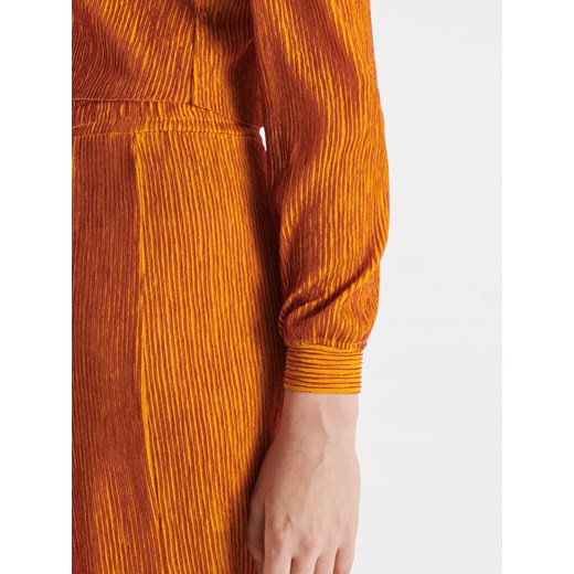 Cropp - Spodnie culotte w prążki - pomarańczowy Cropp L Cropp